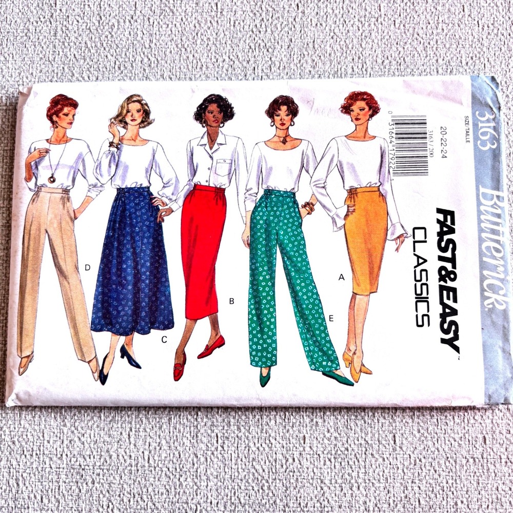 Butterick 3163 Skirt Pants Capsule Basics 20-22-24 Elevated Quiet Luxury Classic